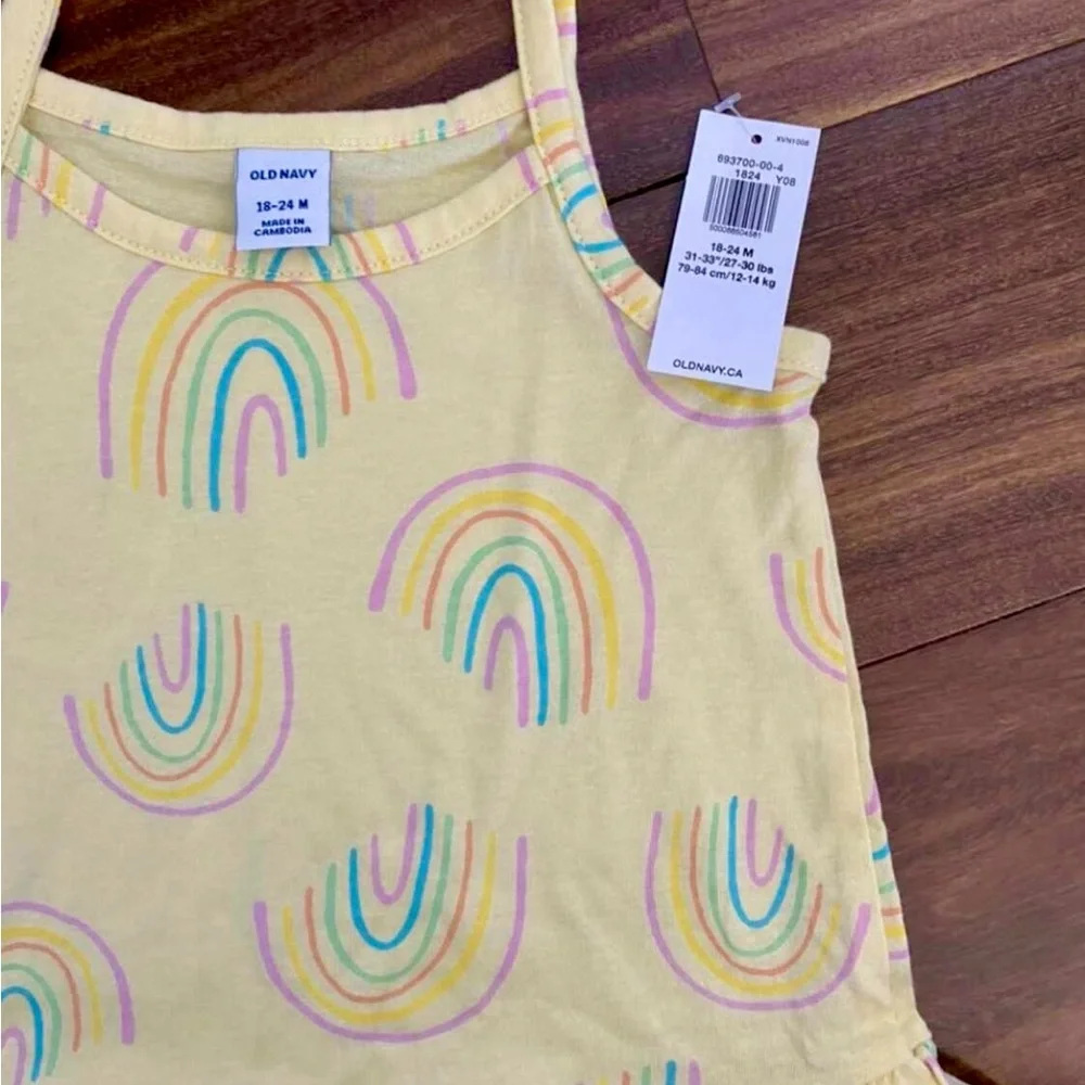 BNWT Kids' Aqua and Yellow Rainbow Dresses - Picture 2 of 3